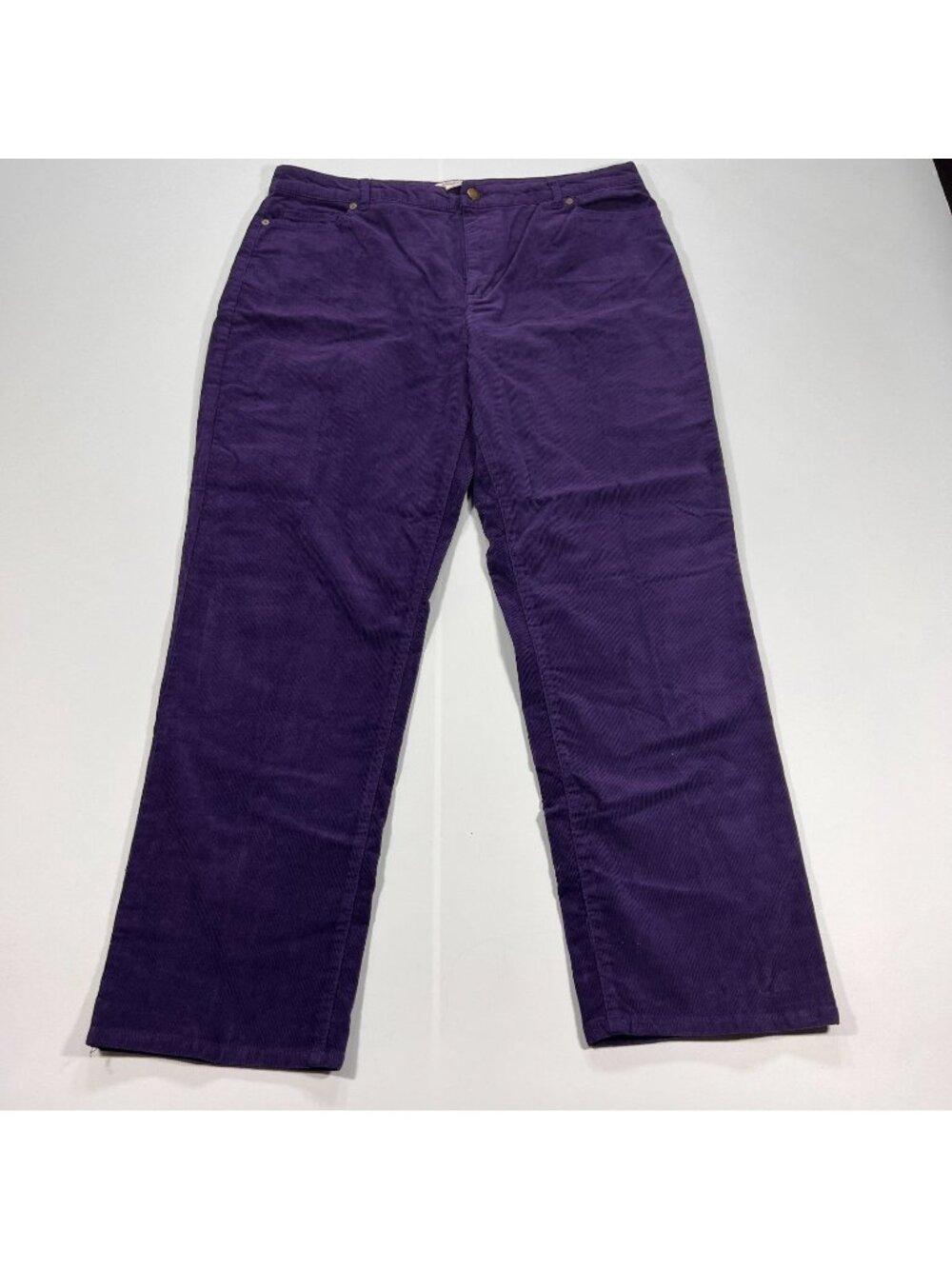 Coldwater Creek Pant Women's 12P Purple Corduroy Chino Cotton Straight Stretch